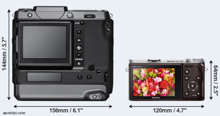 Comparison GFX 100 or NX500 rear