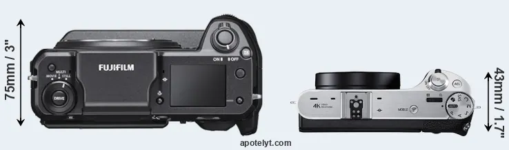 Compare GFX 100 versus NX500 top