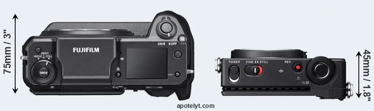 Compare GFX 100 versus fp L top