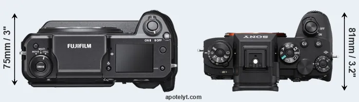 Compare GFX 100 versus A1 top