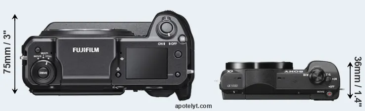 Compare GFX 100 versus A5100 top