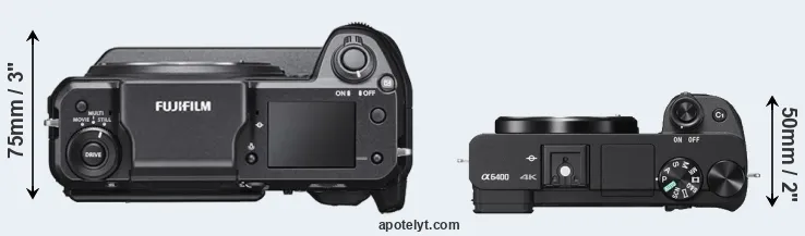 Compare GFX 100 versus A6400 top