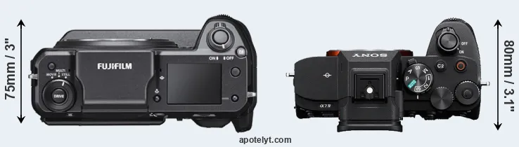 Compare GFX 100 versus A7 IV top