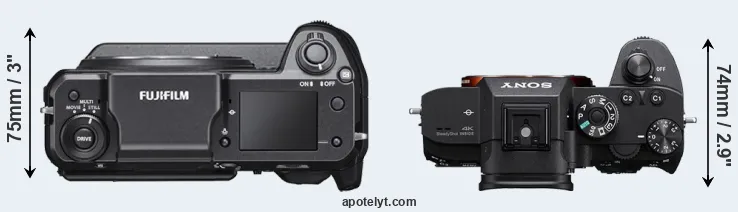 Compare GFX 100 versus A7R IIIA top