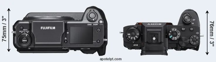 Compare GFX 100 versus A9 II top