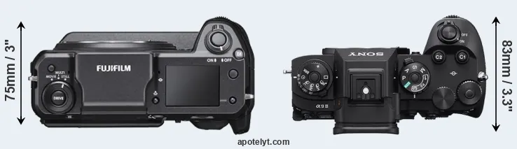 Compare GFX 100 versus A9 III top