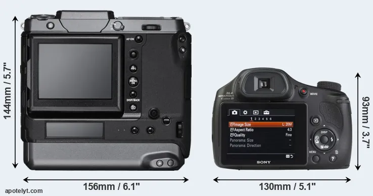 Comparison GFX 100 or HX350 rear