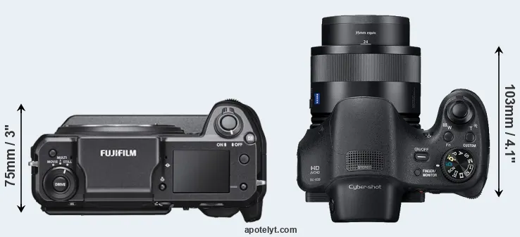 Compare GFX 100 versus HX350 top