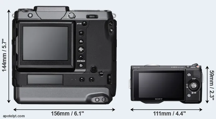 Comparison GFX 100 or NEX-5N rear