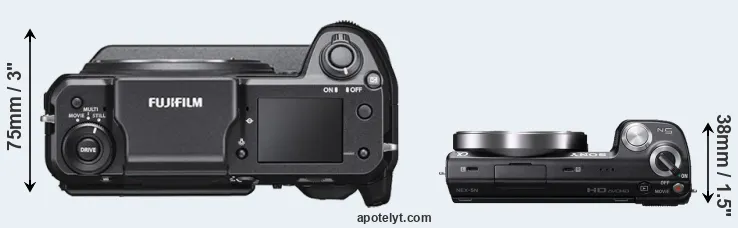 Compare GFX 100 versus NEX-5N top