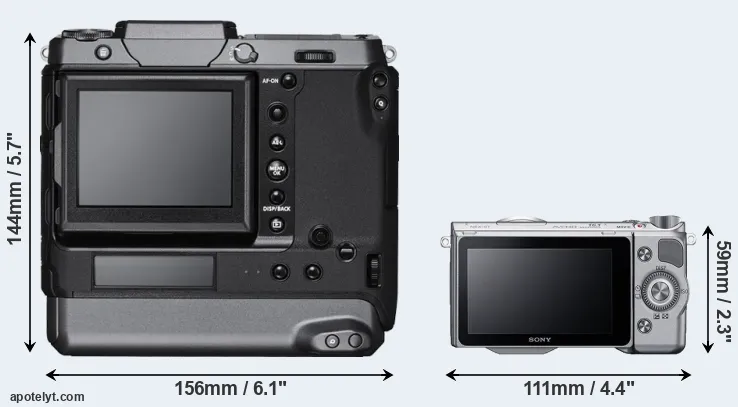 Comparison GFX 100 or NEX-5T rear