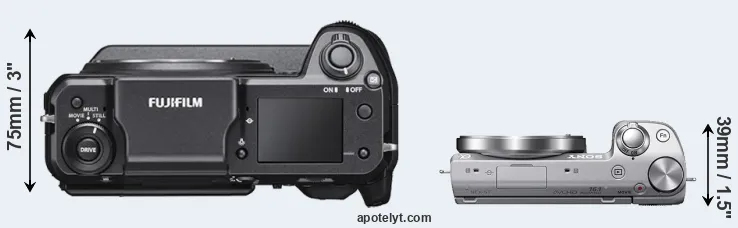 Compare GFX 100 versus NEX-5T top