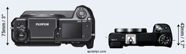 Compare GFX 100 versus NEX-6 top