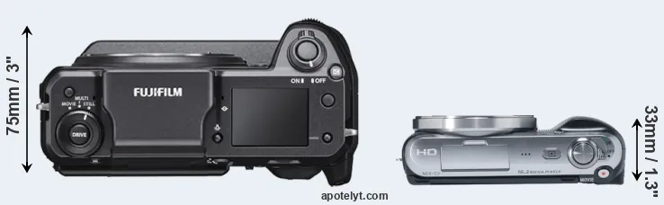 Compare GFX 100 versus NEX-C3 top