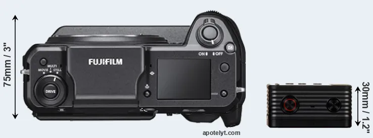 Compare GFX 100 versus RX0 top