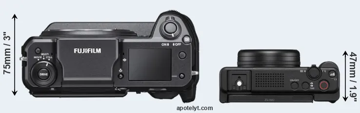 Compare GFX 100 versus ZV-1 II top