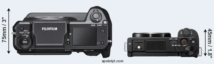 Compare GFX 100 versus ZV-E10 top