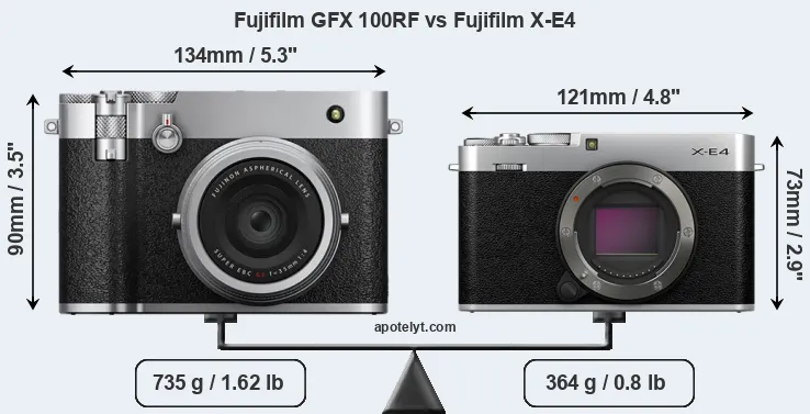 Size Fujifilm GFX 100RF vs Fujifilm X-E4