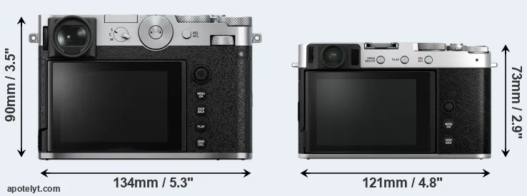 Comparison GFX 100RF or X-E4 rear