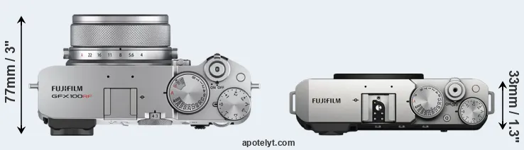 Compare GFX 100RF versus X-E4 top