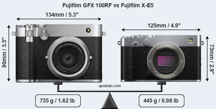Size Fujifilm GFX 100RF vs Fujifilm X-E5