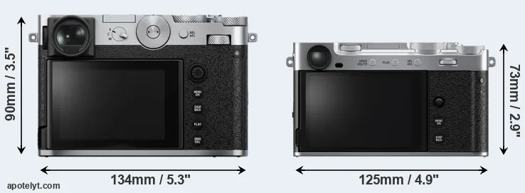 Comparison GFX 100RF or X-E5 rear
