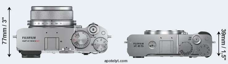 Compare GFX 100RF versus X-E5 top