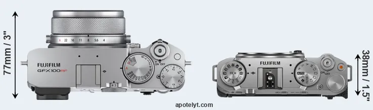 Compare GFX 100RF versus X-M5 top