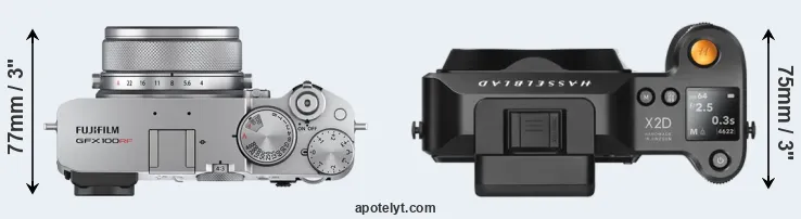 Compare GFX 100RF versus X2D 100C top