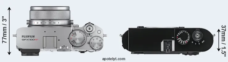 Compare GFX 100RF versus M9 top
