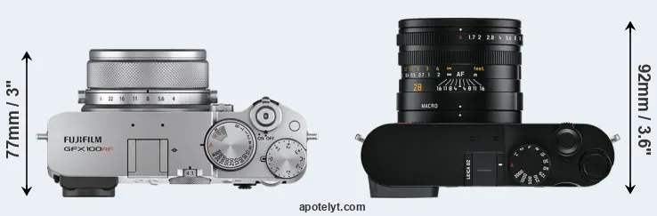 Compare GFX 100RF versus Q2 top