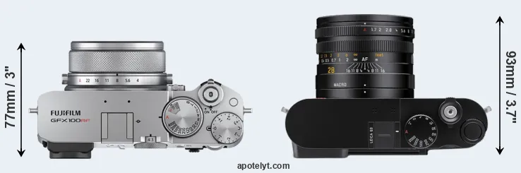 Compare GFX 100RF versus Q3 top