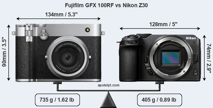 Size Fujifilm GFX 100RF vs Nikon Z30