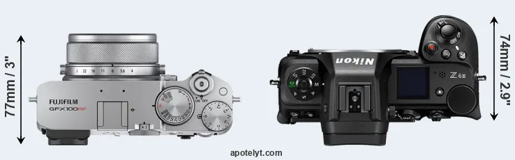 Compare GFX 100RF versus Z6 III top