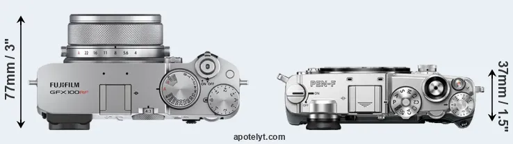 Compare GFX 100RF versus PEN-F top