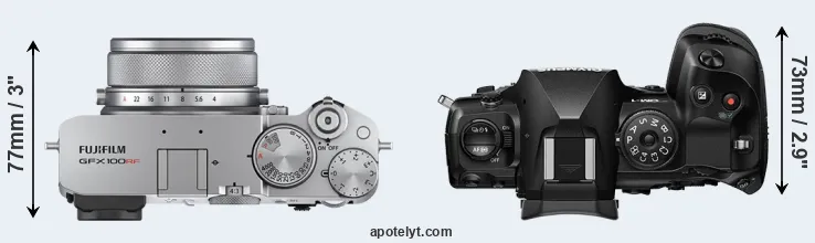 Compare GFX 100RF versus OM-1 top