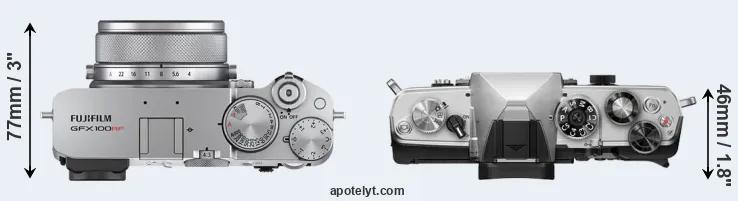 Compare GFX 100RF versus OM-3 top