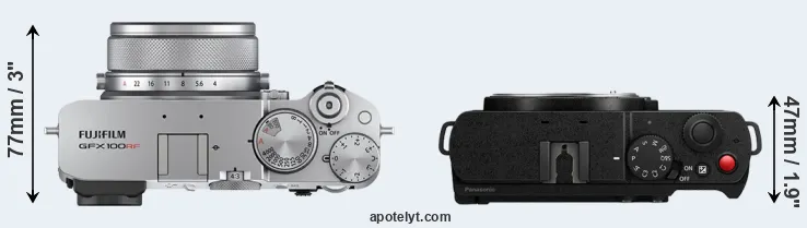 Compare GFX 100RF versus S9 top