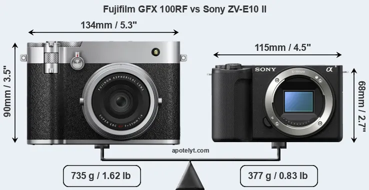 Size Fujifilm GFX 100RF vs Sony ZV-E10 II