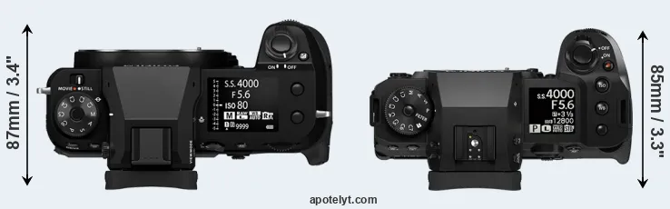 Compare GFX 100S II versus X-H2 top