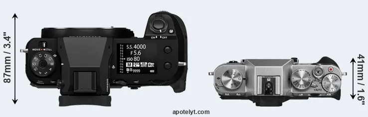 Compare GFX 100S II versus X-T10 top