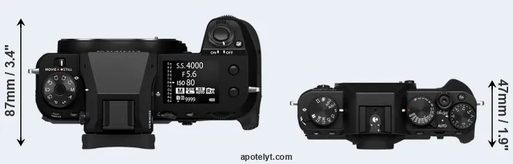 Compare GFX 100S II versus X-T30 II top