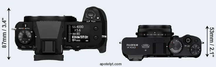 Compare GFX 100S II versus X100V top