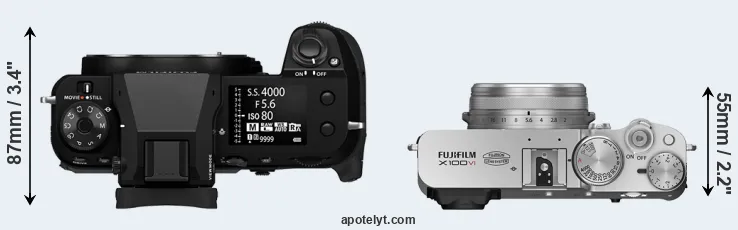 Compare GFX 100S II versus X100VI top