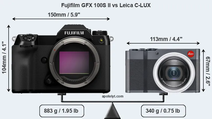 Size Fujifilm GFX 100S II vs Leica C-LUX