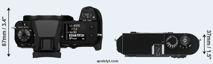 Compare GFX 100S II versus M9 top