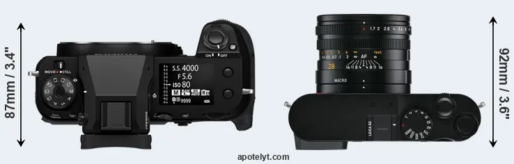 Compare GFX 100S II versus Q2 top