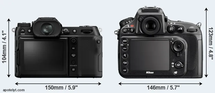 Comparison GFX 100S II or D800 rear