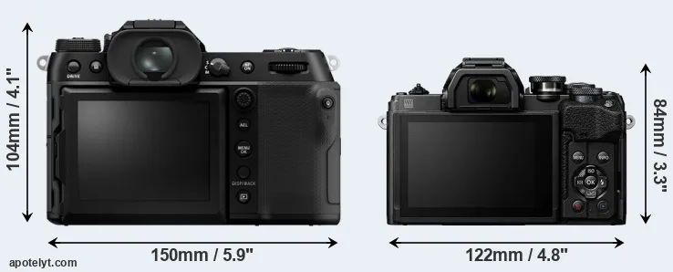 Comparison GFX 100S II or E-M10 IV rear
