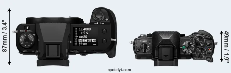 Compare GFX 100S II versus E-M10 IV top